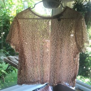 forever 21 sheer pink sparkle top